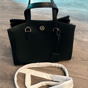 Michael Kors Black Leather Satchel Purse Handbag